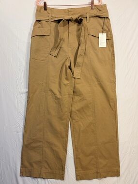 NWT a new day Tan Tie-Waist Wide-Leg Chinos. Size 16